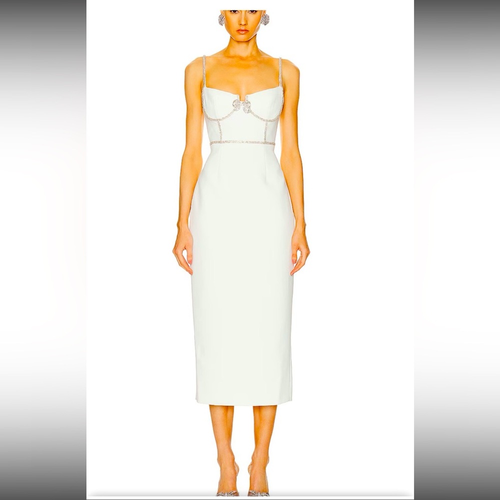 Self Portrait white crystal  bow detailed dress